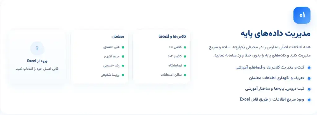 ورود سریع اطلاعات معلمان و کلاس‌ها از طریق فایل اکسل در نرم‌افزار مدیریت مدرسه سایما
