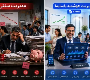 مقایسه مدیریت سنتی مدرسه با مدیریت هوشمند با استفاده از اپلیکیشن مدرسه سایما و سایت مدرسه (یک مدیر موفق)