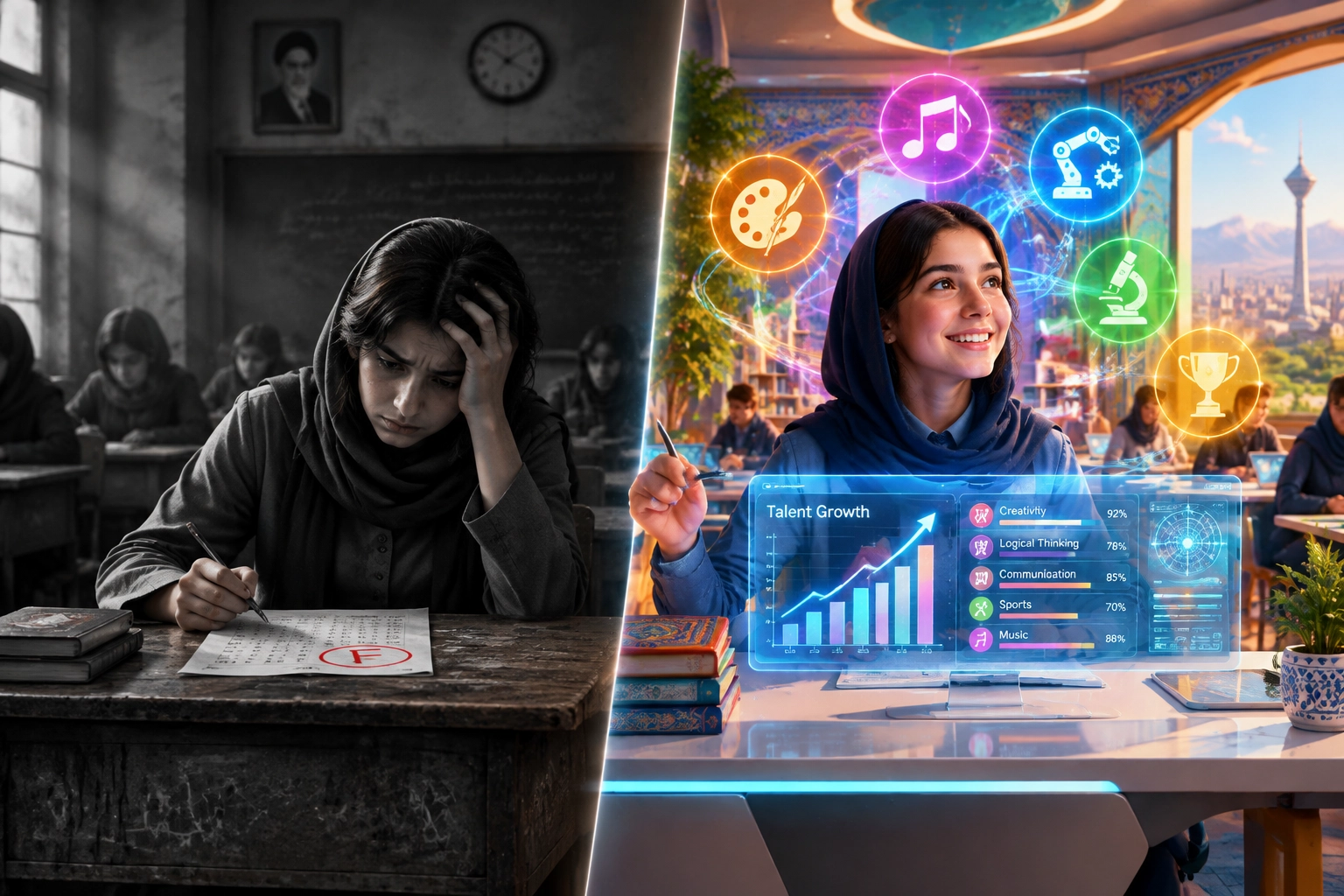 مقایسه استعدادیابی سنتی با نمره و کشف هوشمند توانمندیها با سامانه مدرسه سایما