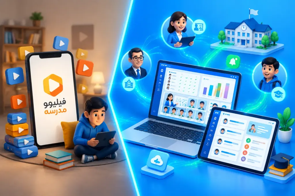 مقایسه پلتفرم ویدیویی فیلیمو مدرسه با سایت مدرسه اختصاصی؛ مقایسه نرم افزار های مدرسه هوشمند در برابر ابزارهای صرفاً ویدیویی در هوشمندسازی مدارس